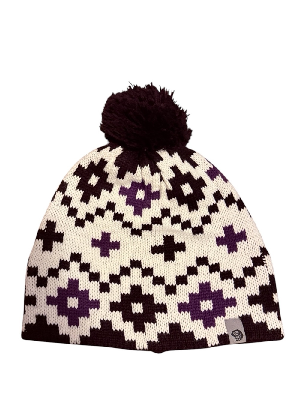 Mountain Hardware Purple & White Pom Pom Fair Isle Geometric Winter Beanie OSFM